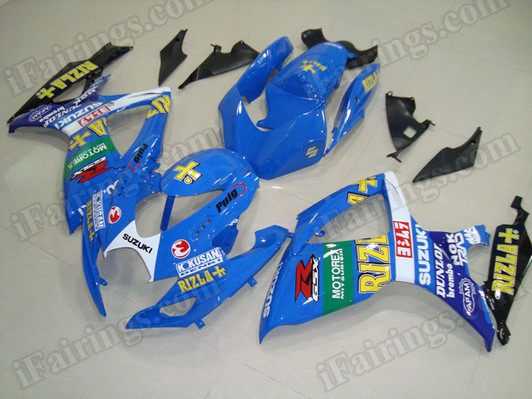 aftermarket fairings and bodywork for 2006 2007 Suzuki GSX R 600/750, this motorcycle fairings are replacement plastic with various graphics,  they are top quality and oem fairing quality comparable. All the bodywork panels are pre-drilled and 100% precise fit factory bike.