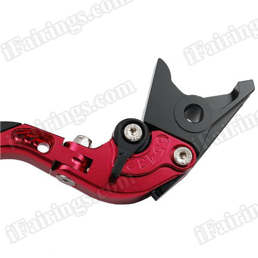 iFairings Levers are manufactured from quality CNC T-6 billet aluminum and offer effortless adjustments with 6-position adjusters that slide over ball bearings and snap securely into place. They are anodized with beautiful glossy and vibrant finish, which increases resistance to corrosion and wear. 
