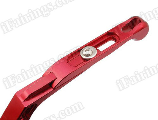 iFairings Levers are manufactured from quality CNC T-6 billet aluminum and offer effortless adjustments with 6-position adjusters that slide over ball bearings and snap securely into place. They are anodized with beautiful glossy and vibrant finish, which increases resistance to corrosion and wear. 