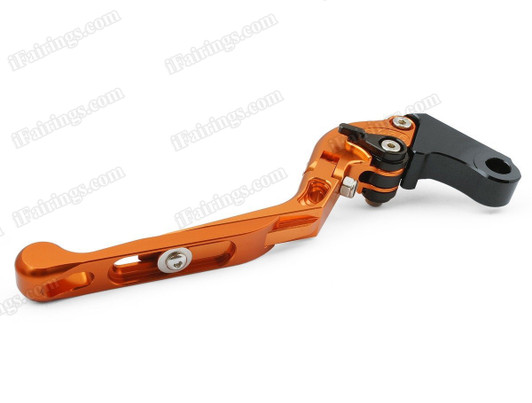 iFairings Levers are manufactured from quality CNC T-6 billet aluminum and offer effortless adjustments with 6-position adjusters that slide over ball bearings and snap securely into place. They are anodized with beautiful glossy and vibrant finish, which increases resistance to corrosion and wear. 