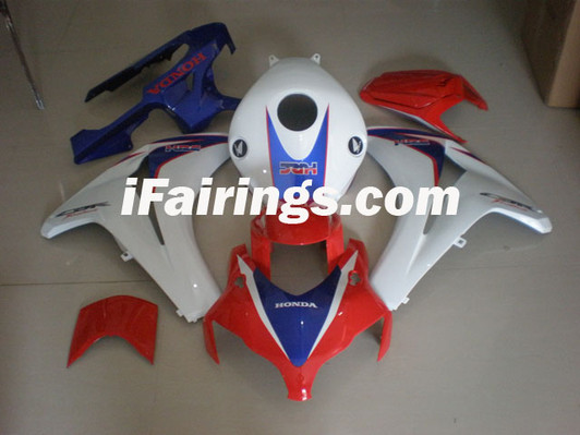 Honda CBR1000RR 2008 2009 2010 2011 white,red and blue fairing kits, this Honda CBR1000RR 2008 2009 2010 2011 plastics was applied in white,red and bluegraphics, this 2008 2009 2010 2011 CBR1000RR fairing set comes with the both color and decals shown as the photo.If you want to do custom fairings for CBR1000RR 2008 2009 2010 2011,our talented airbrusher will custom it for you.