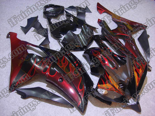 Yamaha 2008 to 2012 YZF R6 candy red and black fairings - iFairings.com