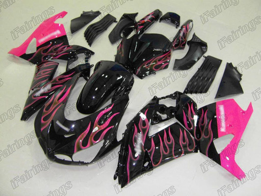 Kawasaki Ninja ZX-14 ZZR1400 pink flame fairings Kawasaki Ninja ZX-14 ZZR1400 pink flame fairings