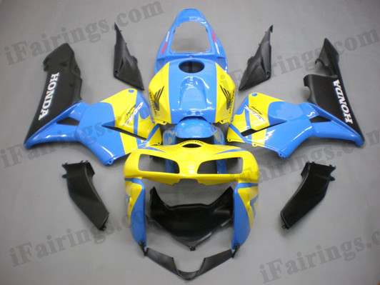 Honda CBR600RR 2005 2006 yellow,blue and black fairing kits, this Honda CBR600RR 2005 2006 plastics was applied in yellow,blue and blackgraphics, this 2005 2006 CBR600RR fairing set comes with the both color and decals shown as the photo.If you want to do custom fairings for CBR600RR 2005 2006,our talented airbrusher will custom it for you Honda CBR600RR 2005 2006 yellow,blue and black fairing kits, this Honda CBR600RR 2005 2006 plastics was applied in yellow,blue and blackgraphics, this 2005 2006 CBR600RR fairing set comes with the both color and decals shown as the photo.If you want to do custom fairings for CBR600RR 2005 2006,our talented airbrusher will custom it for you