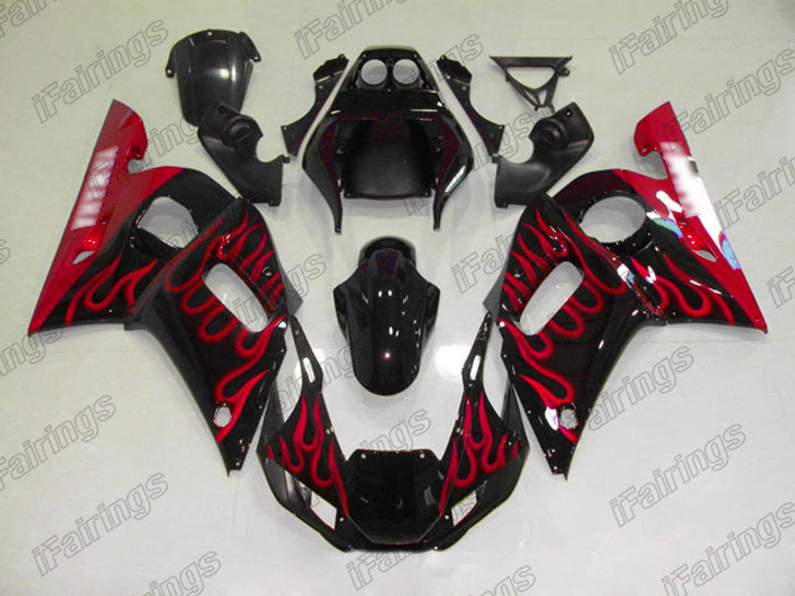 1999 2000 2001 2002 Yamaha YZF-R6 red flame fairings