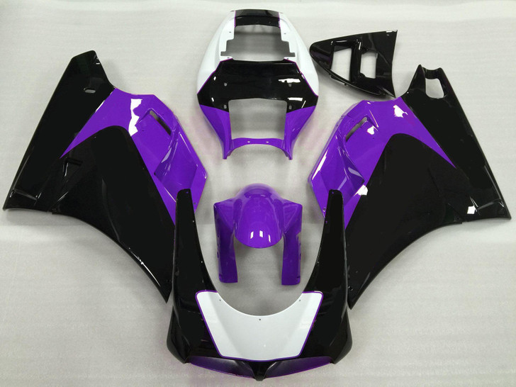 Ducati 748 916 996 998 custom fairing in black purple and white scheme