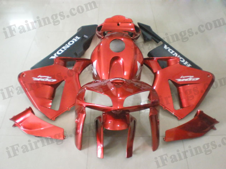 Honda CBR600RR 2005 2006 burnt orange  fairing kits, this Honda CBR600RR 2005 2006 plastics was applied in burnt orange graphics, this 2005 2006 CBR600RR fairing set comes with the both color and decals shown as the photo.If you want to do custom fairings for CBR600RR 2005 2006,our talented airbrusher will custom it for you.