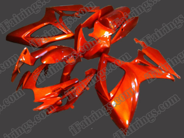 Suzuki GSXR600/750 2006 2007 burnt orange fairing kits, this Suzuki GSXR600/750 2006 2007 plastics was applied in burnt orange graphics, this 2006 2007 GSXR600/750 fairing set comes with the both color and decals shown as the photo.If you want to do custom fairings for GSXR600/750 2006 2007,our talented airbrusher will custom it for you.