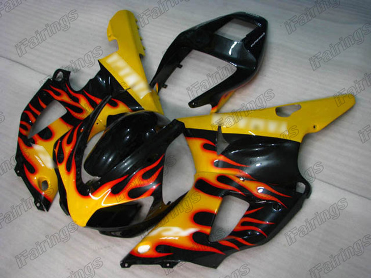 1998 1999 Yamaha YZF-R1 yellow flame fairings