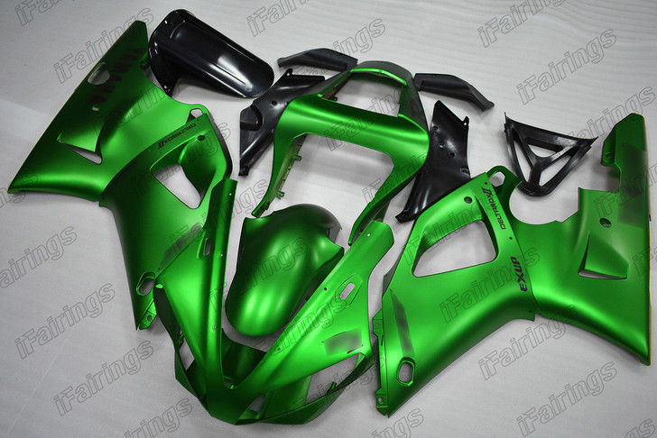 Aftermarket fairing for 2000 2001 Yamaha YZF-R1 matte green.