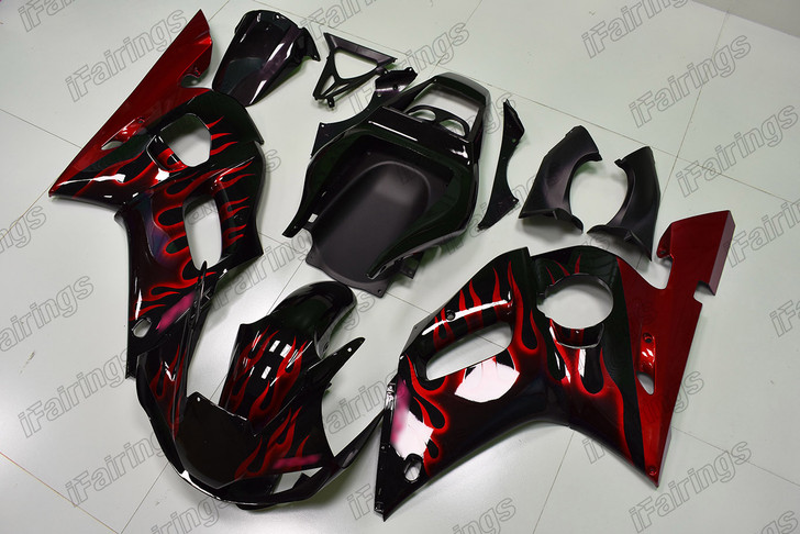 1999 2000 2001 2002 Yamaha YZF-R6 red flame fairings