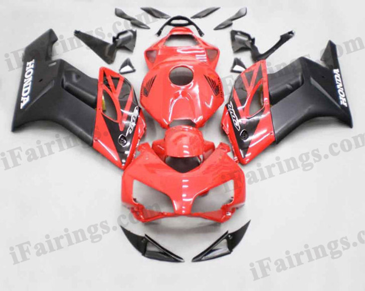 Honda CBR1000RR 2004 2005 red/black fairing kits, this Honda CBR1000RR 2004 2005 plastics was applied in red/blackgraphics, this 2004 2005 CBR1000RR fairing set comes with the both color and decals shown as the photo.If you want to do custom fairings for CBR1000RR 2004 2005,our talented airbrusher will custom it for you