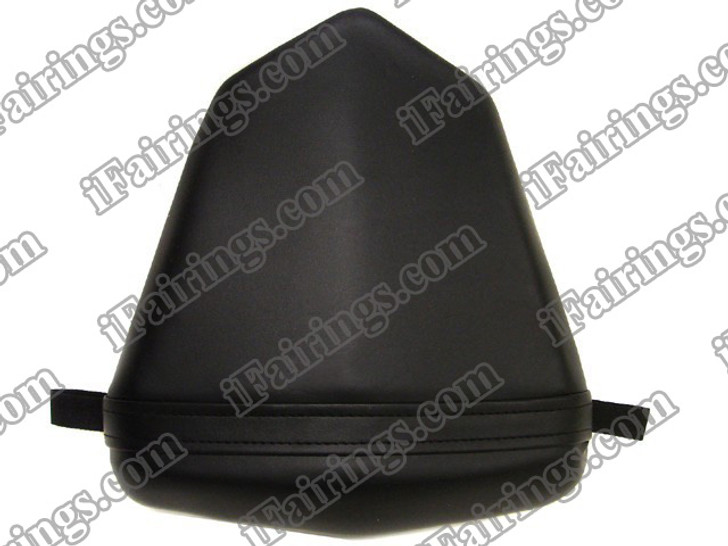 Black rear pillion passenger seat for 2006 2007 Yamaha YZF R6. it is made of synthetic Leather, high-density foam, high quality ABS plastic and comes with all the mounting brackets.