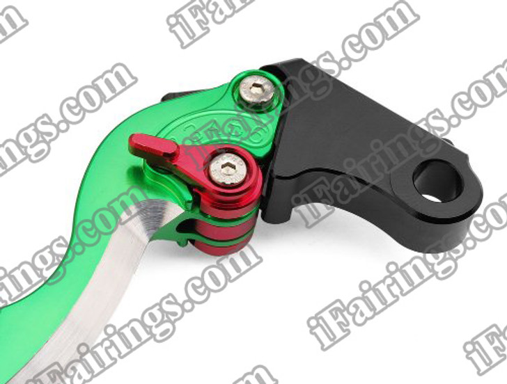 Green CNC blade brake & clutch levers for Honda CBR600 F3, F4, F4i 1995 to 2007 (F-18/H-626). Our levers are designed as a direct replacement of the stock levers but more benefit over the stock ones