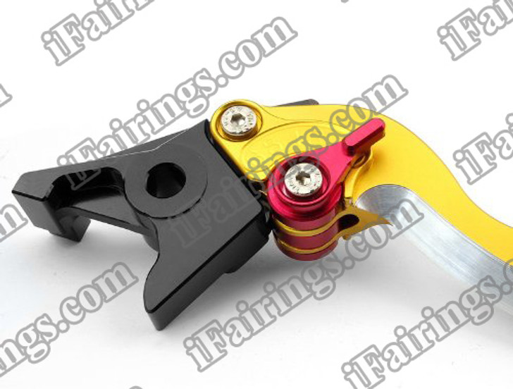 Gold CNC blade brake & clutch levers for Suzuki GSXR1000 2000 2001 2002 2003 2004 (F-14/S-248). Our levers are designed as a direct replacement of the stock levers but more benefit over the stock ones