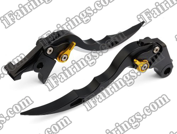 Black CNC blade brake & clutch levers for  Yamaha YZF R1 2002 2003 (F-14/Y-688). Our levers are designed as a direct replacement of the stock levers but more benefit over the stock ones. 