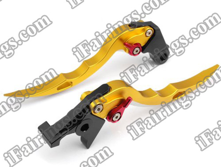 Gold CNC blade brake & clutch levers for Kawasaki ZX14R ZZR1400 2006 to 2012 (F-88/H-88). Our levers are designed as a direct replacement of the stock levers but more benefit over the stock ones
