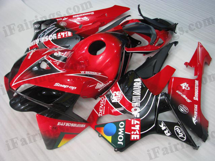 OEM factory quality fairings and body kits for 2005 2006 Honda CBR600RR with YOSHIMURA color scheme/graphics, this oem replacement fairing sets are oem quality, fast shipping and easy installation. The 2005 2006 CBR600RR fairings can also be customized.