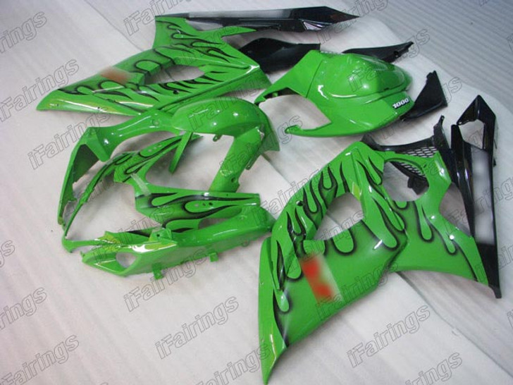 2005 2006 Suzuki GSXR1000 green fairing black flame