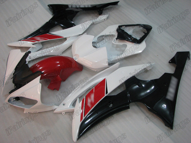 2008 to 2016 Yamaha YZF-R6 custom fairing red white and black