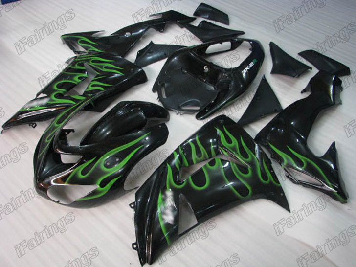 2006 2007 Kawasaki Ninja ZX-10R ZX-10RR ghost flame fairings