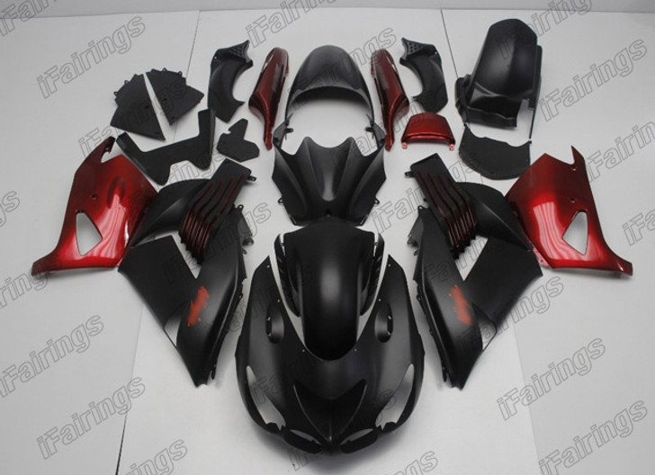 Kawasaki Ninja ZX-14 ZZR1400 custom fairing black and red