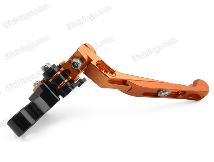 Orange CNC adjustable folding and extendable levers for Honda CBR600 F3 1995 to 2007 (F-18/H-626). Our levers are designed as a direct replacement of the stock levers but more benefit over the stock ones