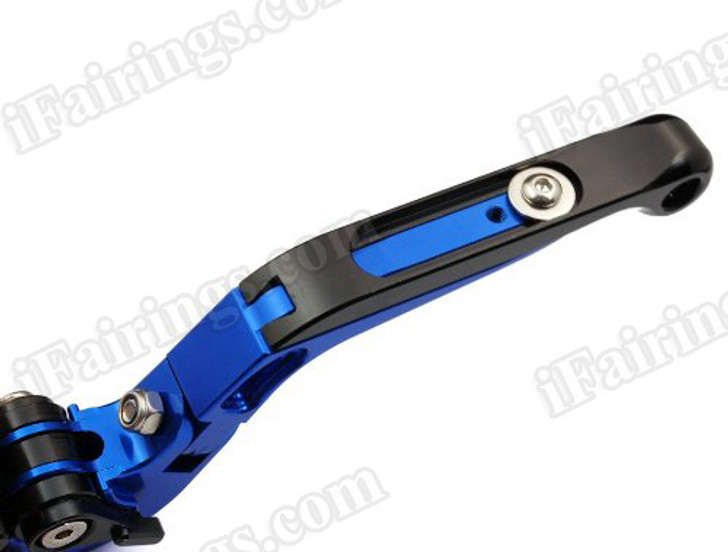 Blue/Black CNC adjustable folding and extendable levers for Honda CBR600 F3 1995 to 2007 (F-18/H-626). Our levers are designed as a direct replacement of the stock levers but more benefit over the stock ones