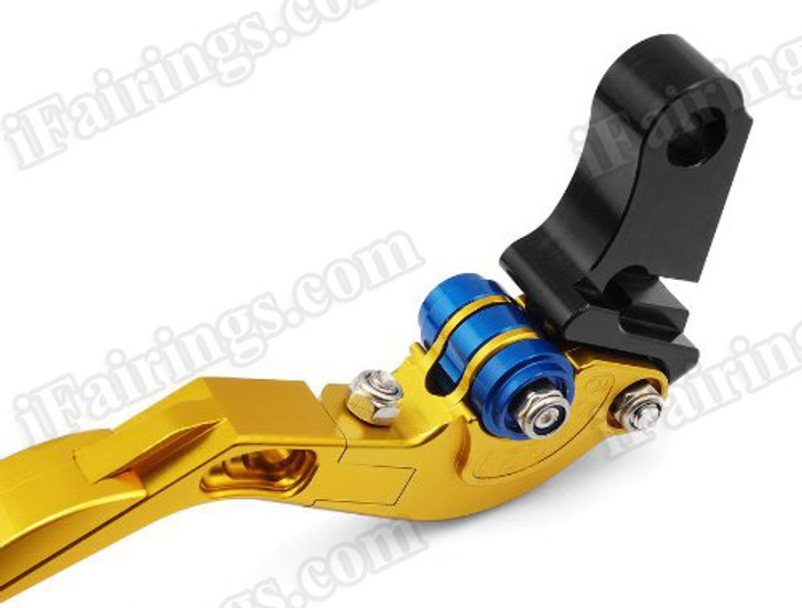 Gold CNC adjustable folding and extendable levers for Honda CBR600 F3 1995 to 2007 (F-18/H-626). Our levers are designed as a direct replacement of the stock levers but more benefit over the stock ones