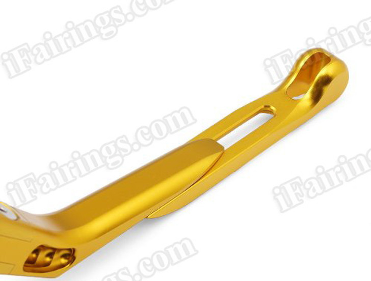 Gold CNC adjustable folding and extendable levers for Honda CBR600 F3 1995 to 2007 (F-18/H-626). Our levers are designed as a direct replacement of the stock levers but more benefit over the stock ones