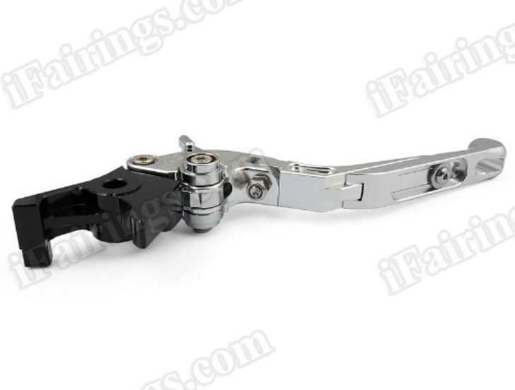 Silver CNC adjustable folding and extendable levers for Honda CBR600 F3 1995 to 2007 (F-18/H-626). Our levers are designed as a direct replacement of the stock levers but more benefit over the stock ones