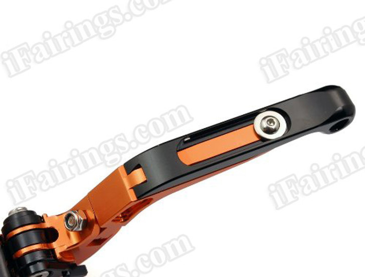 Orange/Black CNC adjustable folding and extendable levers for Honda CBR600RR 2003 2004 2005 2006 (F-29/Y-688H). Our levers are designed as a direct replacement of the stock levers but more benefit over the stock ones.