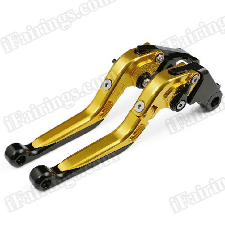 Gold/Black CNC adjustable folding and extendable levers for Honda CBR600RR 2007 to 2012 (F-33/Y-688H). Our levers are designed as a direct replacement of the stock levers but more benefit over the stock ones.