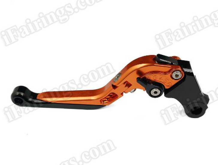 Orange/Black CNC adjustable folding and extendable levers for Honda CBR600RR 2007 to 2012 (F-33/Y-688H). Our levers are designed as a direct replacement of the stock levers but more benefit over the stock ones.