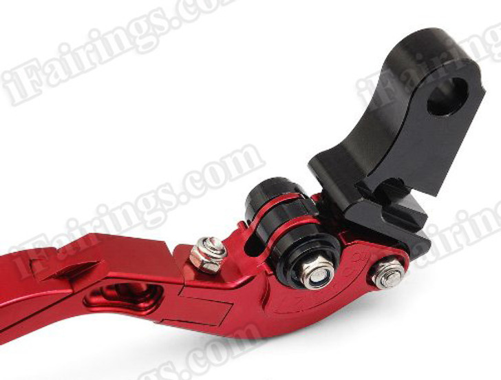 Red CNC adjustable folding and extendable levers for Honda CBR1000RR FireBlade 2008 2009 2010 2011 (F-33/Y-688H). Our levers are designed as a direct replacement of the stock levers but more benefit over the stock ones.