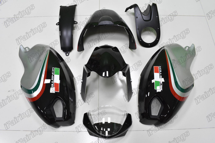 Ducati Monster 696 796 1100 custom fairing tricolore scheme.