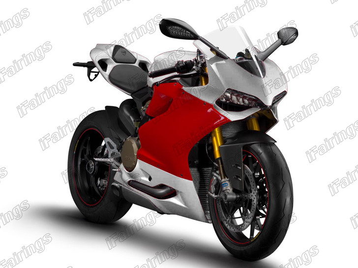 Ducati 899 1199 Panigale custom fairing white and red.