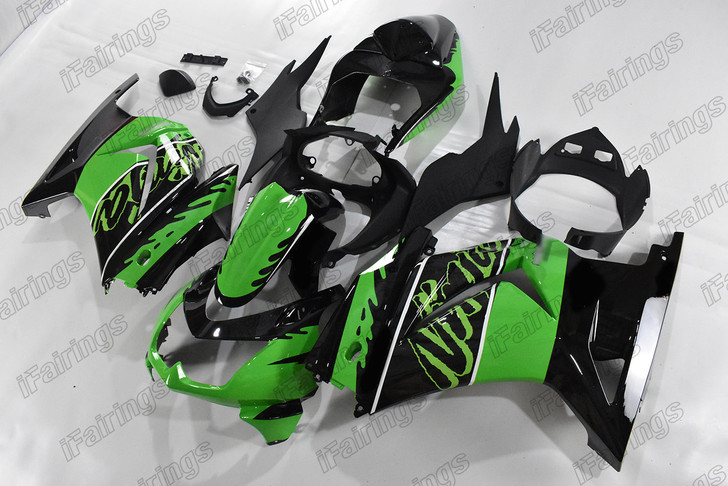 Kawasaki Ninja 250R EX250 custom fairing green and black