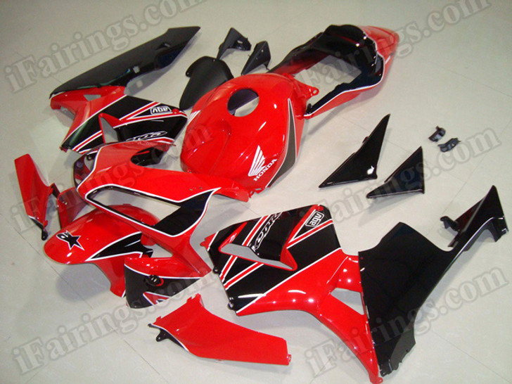 2003 2004 Honda CBR600RR Red/Black Fairing, 2003 2004 Honda CBR600RR Replacement Fairing/bodywork.