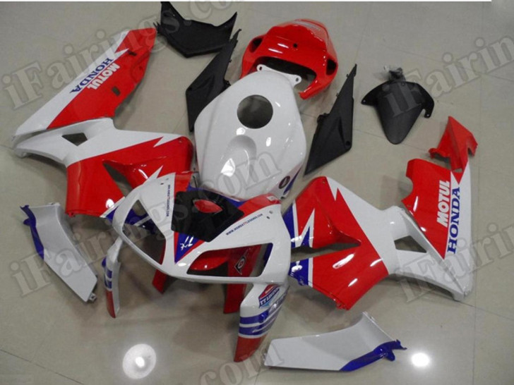 aftermarket fairings and bodywork for Honda CBR600RR 2005 2006, this motorcycle fairings are replacement plastic with various graphics,  they are top quality and oem fairing quality comparable. All the bodywork panels are pre-drilled and 100% precise fit factory bike.