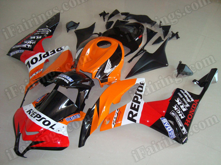 aftermarket fairings and bodywork for Honda CBR600RR 2007 2008, this motorcycle fairings are replacement plastic with various graphics,  they are top quality and oem fairing quality comparable. All the bodywork panels are pre-drilled and 100% precise fit factory bike.