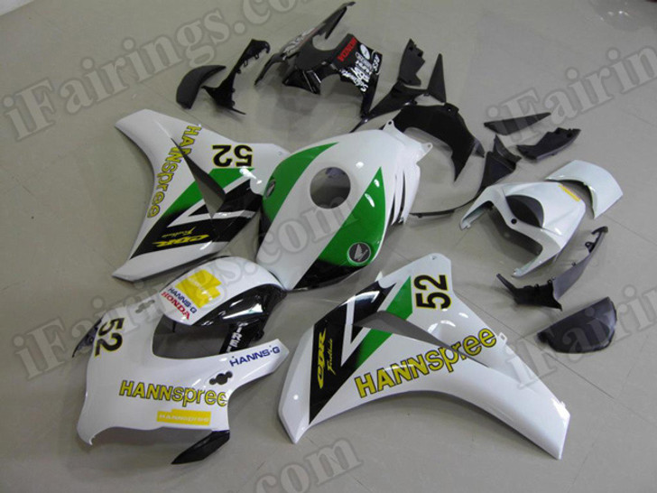 aftermarket fairings and bodywork for Honda CBR1000RR 2008 2009 2010 2011, this motorcycle fairings are replacement plastic with various graphics,  they are top quality and oem fairing quality comparable. All the bodywork panels are pre-drilled and 100% precise fit factory bike.