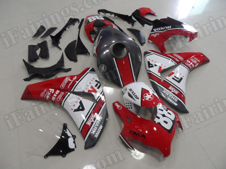 aftermarket fairings and bodywork for Honda CBR1000RR 2008 2009 2010 2011, this motorcycle fairings are replacement plastic with various graphics,  they are top quality and oem fairing quality comparable. All the bodywork panels are pre-drilled and 100% precise fit factory bike.