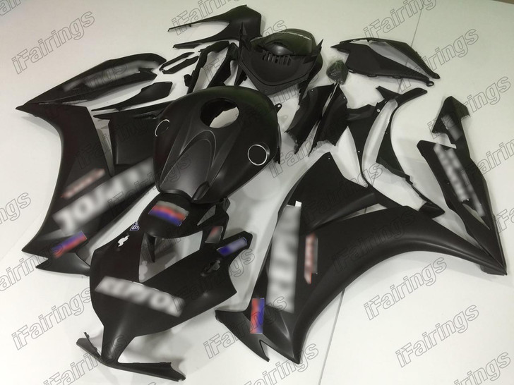 Aftermarket fairing for Honda CBR1000RR 2012 to 2016 matte black with custom graphics.