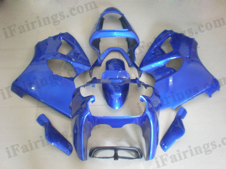 Aftermarket fairing for 2001 2002 Kawasaki Ninja ZX-6R blue with no stickers.