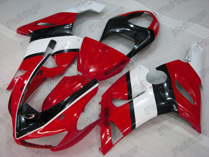 2005 2006 Kawasaki Ninja ZX-6R ZX-6RR 636 red and white fairings