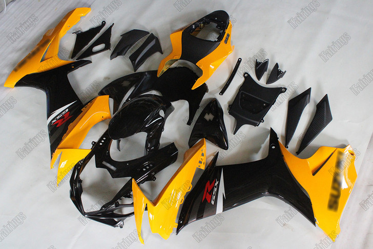 Aftermarket fairing for 2011 to 2025 Suzuki GSX-R600 GSX-R750 yellow and black color.
