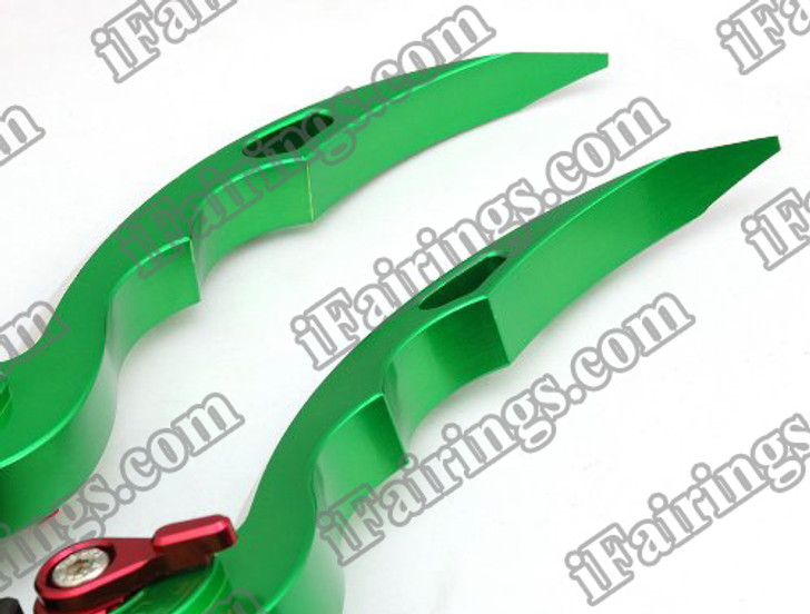 iFairings Levers are manufactured from quality CNC T-6 billet aluminum and offer effortless adjustments with 6-position adjusters that slide over ball bearings and snap securely into place. They are anodized with beautiful glossy and vibrant finish, which increases resistance to corrosion and wear. 