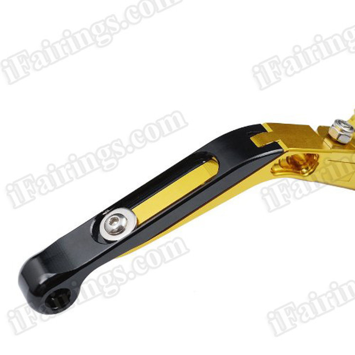 iFairings Levers are manufactured from quality CNC T-6 billet aluminum and offer effortless adjustments with 6-position adjusters that slide over ball bearings and snap securely into place. They are anodized with beautiful glossy and vibrant finish, which increases resistance to corrosion and wear. 