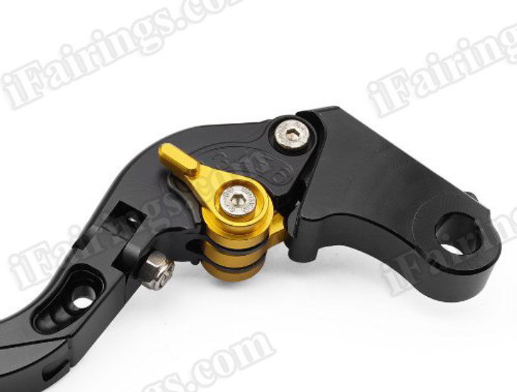iFairings Levers are manufactured from quality CNC T-6 billet aluminum and offer effortless adjustments with 6-position adjusters that slide over ball bearings and snap securely into place. They are anodized with beautiful glossy and vibrant finish, which increases resistance to corrosion and wear. 
